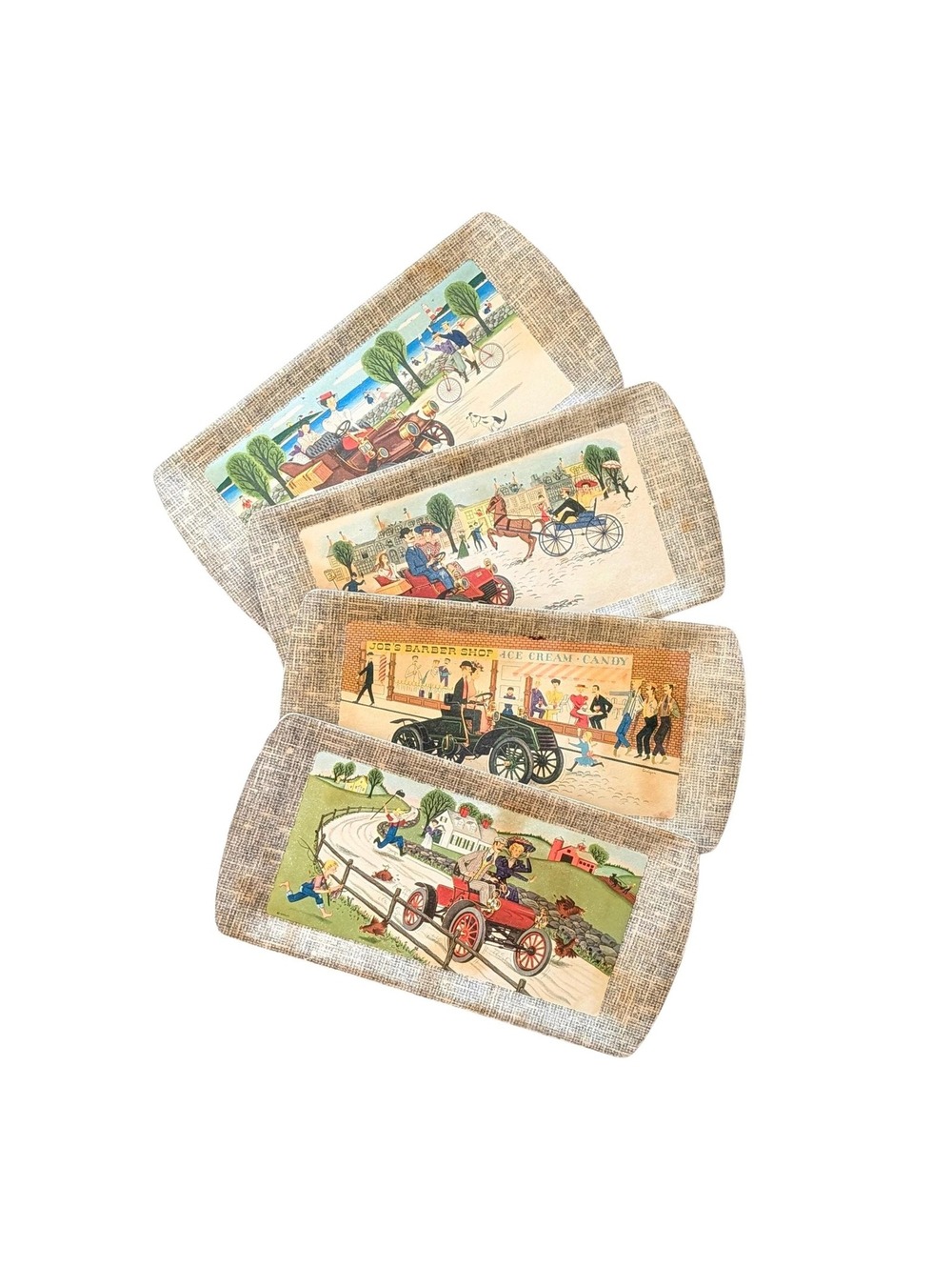 1953 Vintage Kentley Serving Trays with Antique Autos